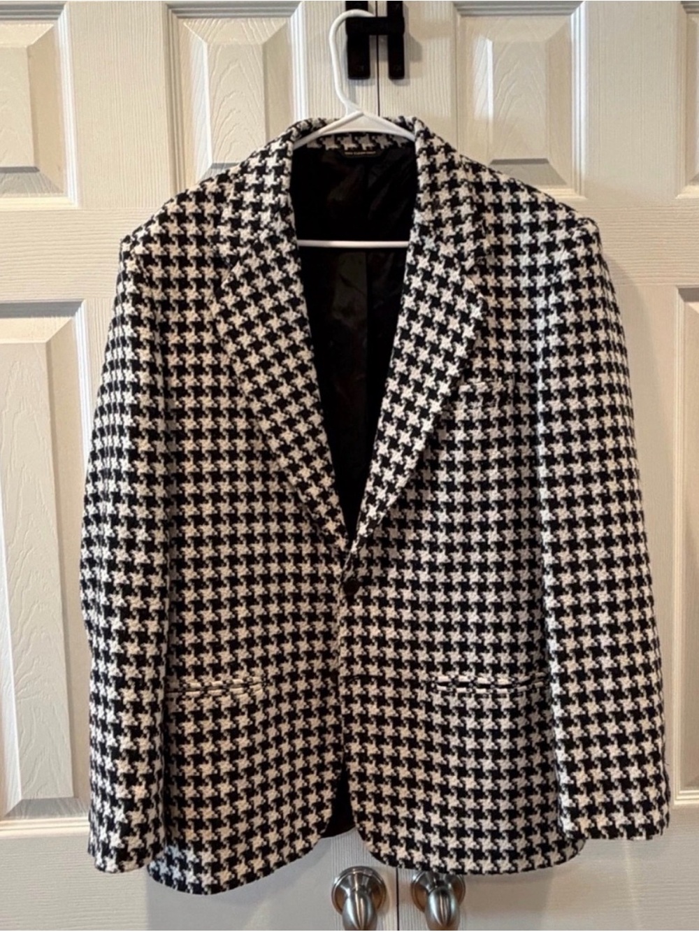 Vintage Wool Women's Houndstooth Blazer - Black & White
